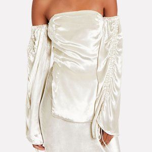 Cult Gaia off the shoulder white velvet "Afra" top XS